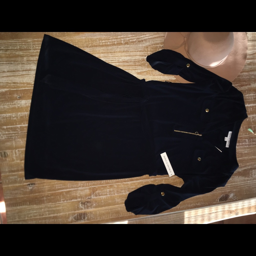 Navy Blue long sleeved mid-length dress